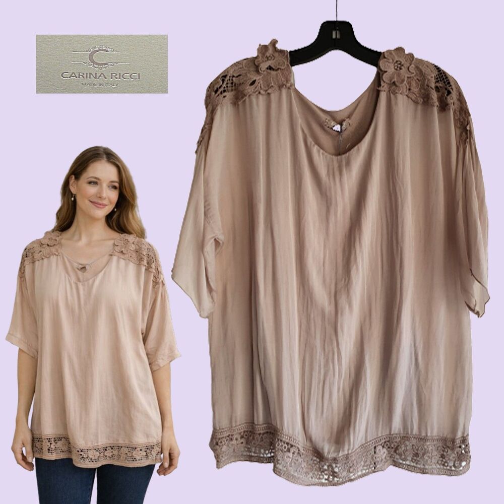 Carina Ricci Italy NWT Silk Lace Semi-Sheer Tunic Top | Romantic
